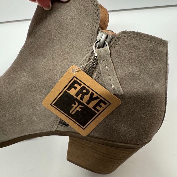 Frye Womens Judith Double Zip Suede Leather Ankle Bootie Taupe Gray Size 9.5M - Picture 7 of 11